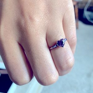 Silver band with purple rhinestones and Heart